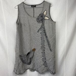 Lee Andersen Black & Beige Mixed Media Sleeveless Shift Tank Dress, size S